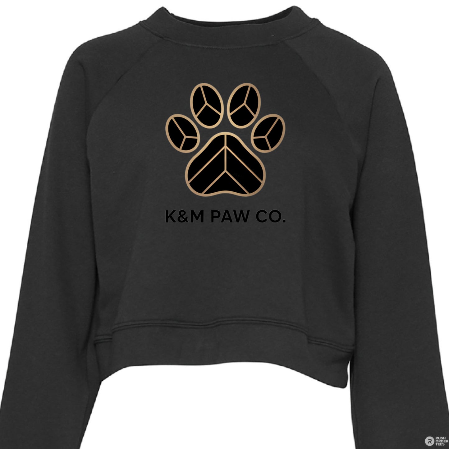 Black cropped luxe sweater from K&M Paw Co. Paw Print Luxe Collection, featuring a premium minimalist design for stylish pet lovers seeking modern elegance