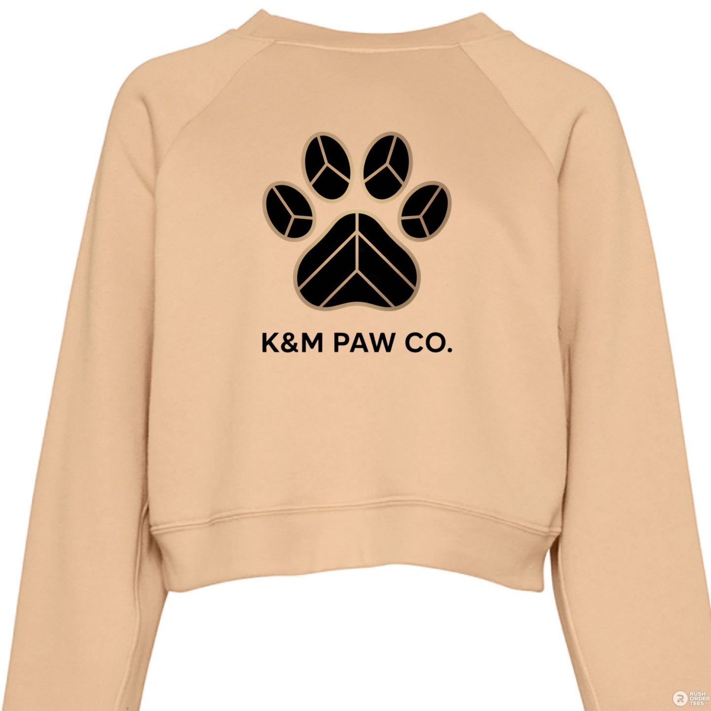 Beige cropped luxe sweater from K&M Paw Co. Paw Print Luxe Collection, featuring a premium minimalist design for stylish pet lovers who value modern elegance and comfort