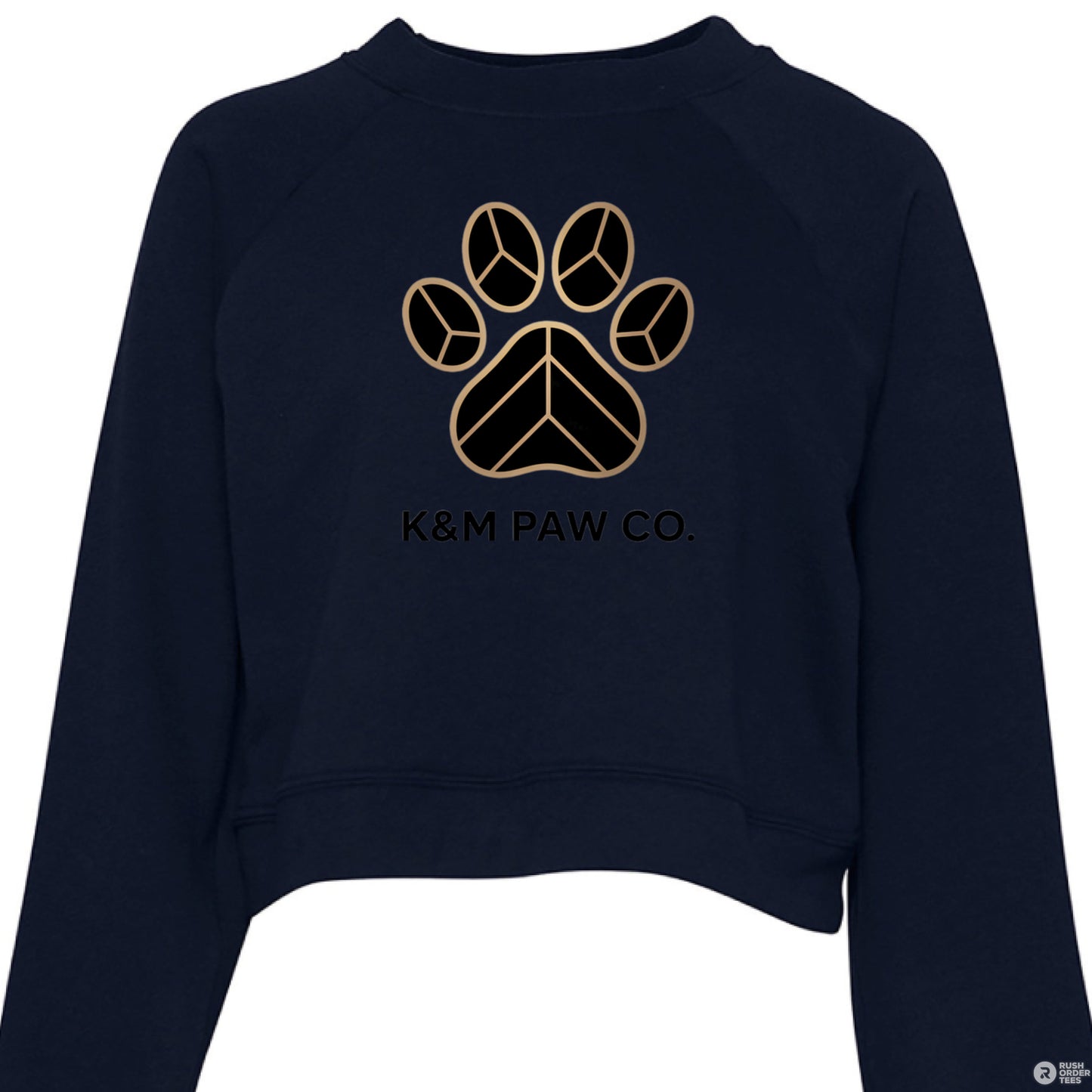 Navy blue cropped luxe sweater from K&M Paw Co. Paw Print Luxe Collection, featuring a premium minimalist design for stylish pet lovers who value modern elegance and comfort