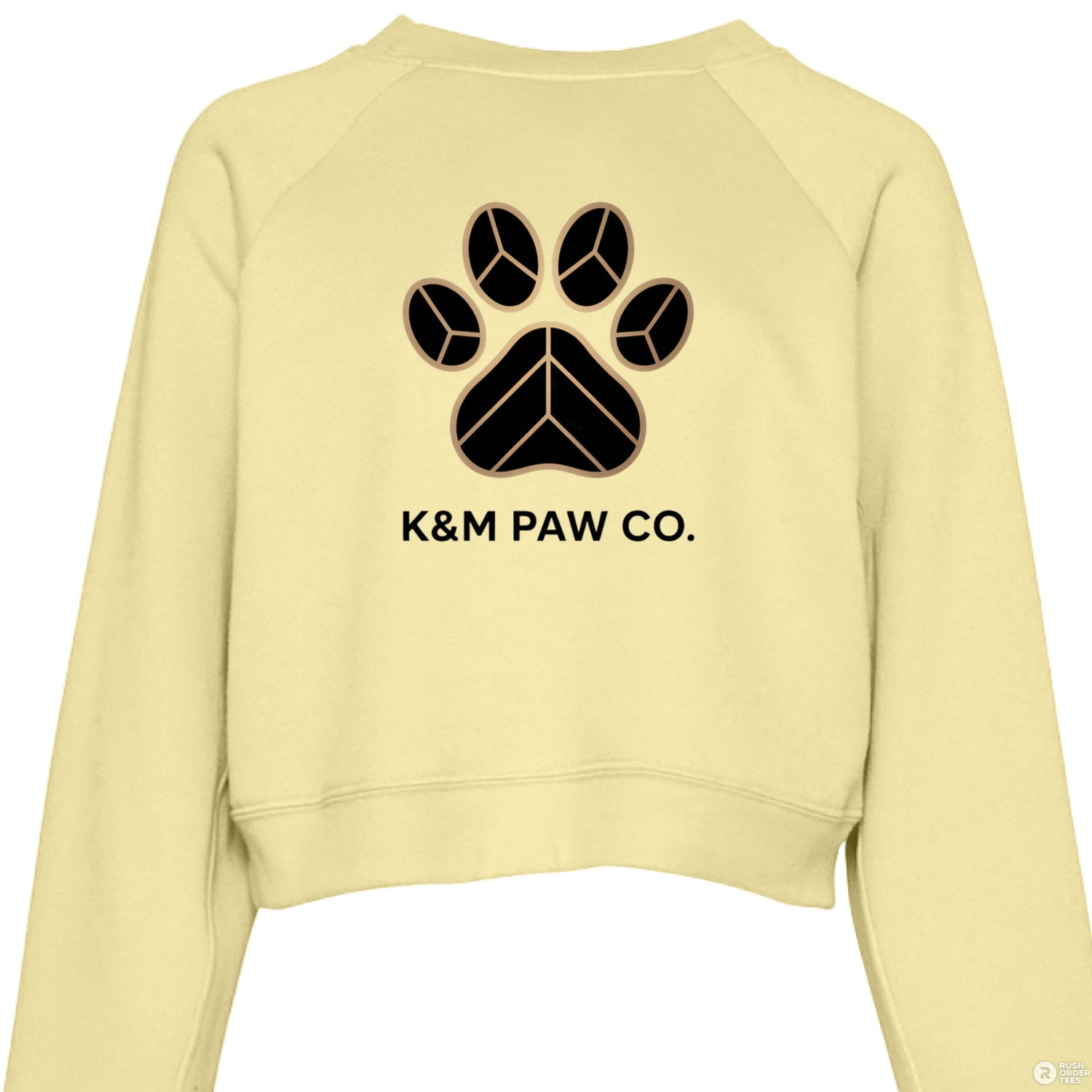 Light yellow cropped luxe sweater from K&M Paw Co. Paw Print Luxe Collection, featuring a premium minimalist design for stylish pet lovers who value modern elegance