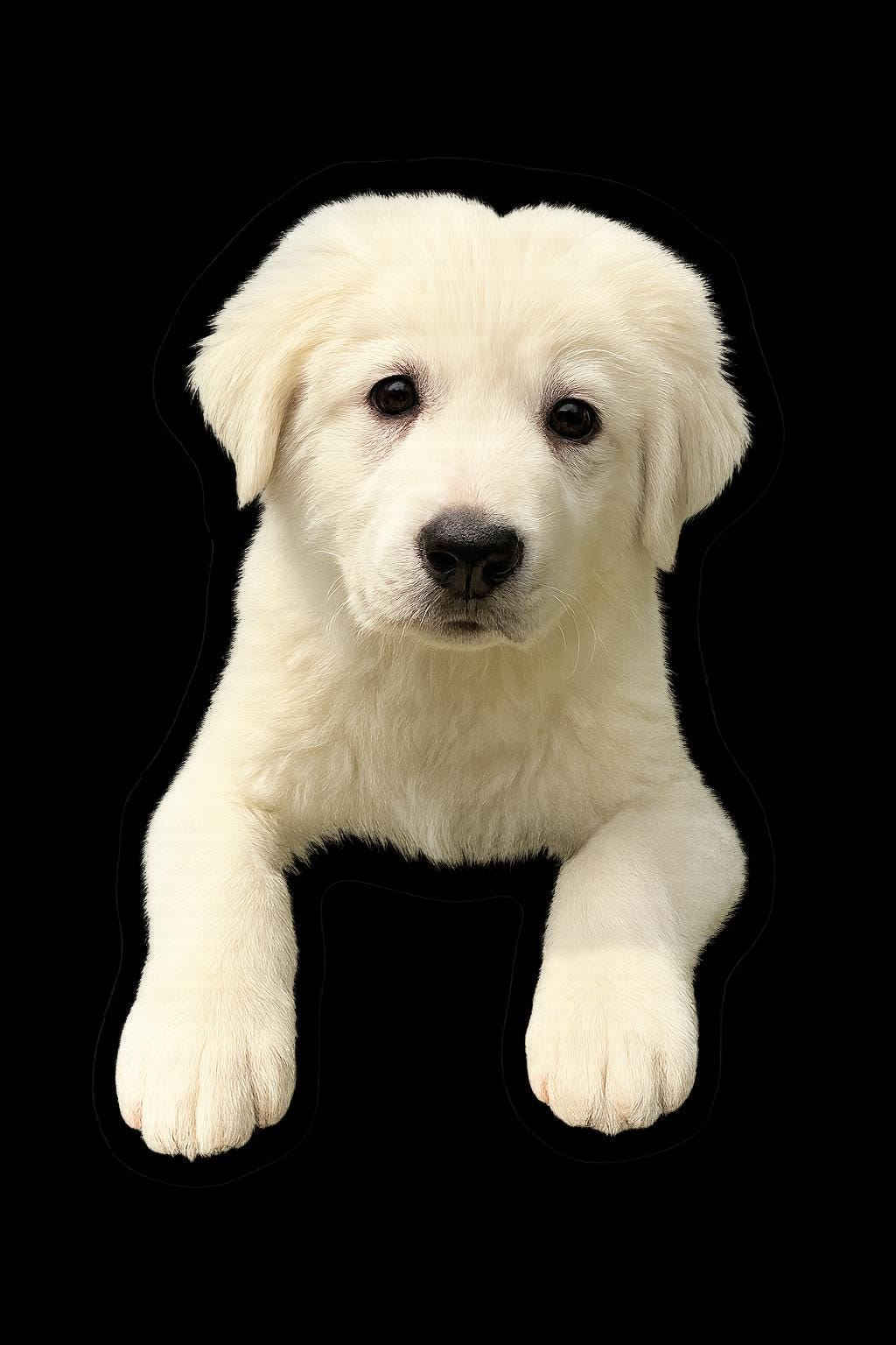 Milo the Magnificent Great Pyrenees sticker from K&M Paw Co., featuring a glossy finish and joyful dog design for pet lovers who appreciate quality, style, and meaningful simplicity