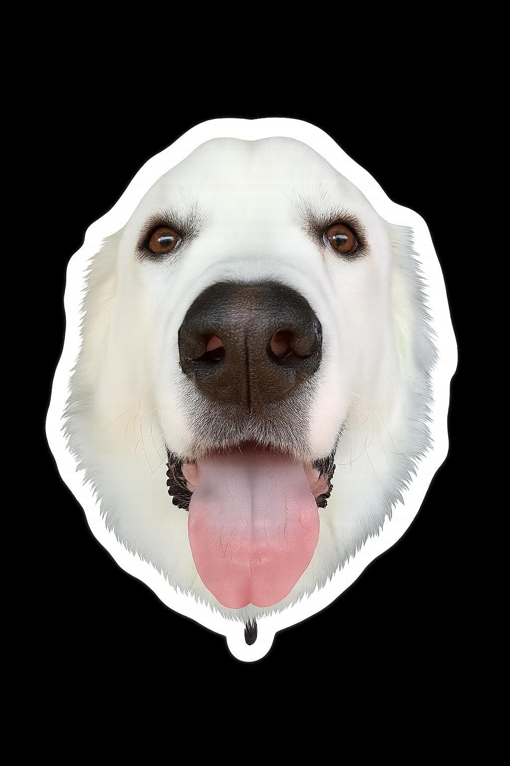Milo the Magnificent Great Pyrenees dog sticker from K&M Paw Co., featuring a glossy finish and playful design for pet lovers who appreciate premium quality and meaningful simplicity